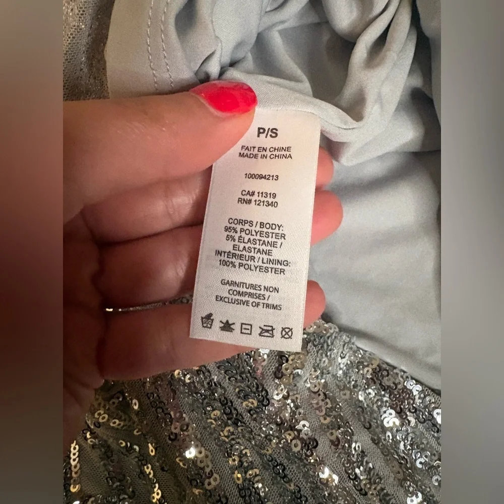 Dynamite Victoria Silver Sequin Midi Dress Low Back Party Glam P/S - Picture 10 of 16